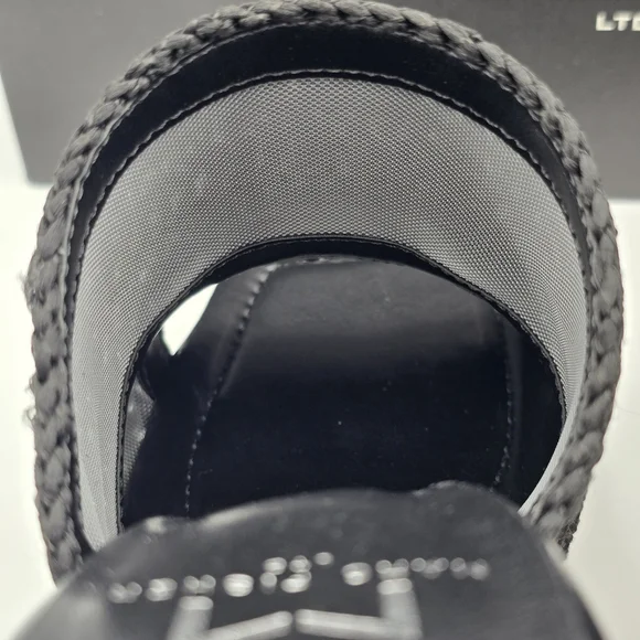 NIB Marc Fisher LTD Dako Square Toe Slip-on Heeled Dress Sandals—Black Crochet—6 - Picture 9 of 16